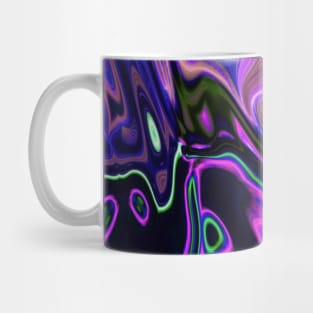 1980s modern girly abstract laser rays neon green purple swirls Mug